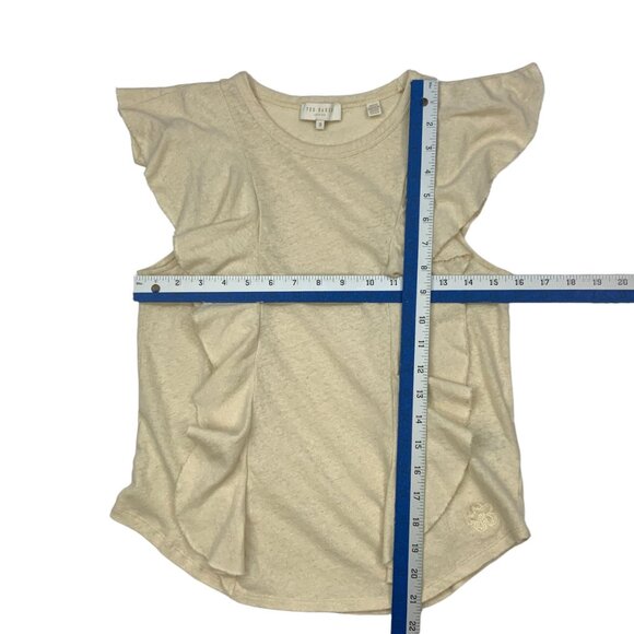 Ted Baker Kathley Frill Tank Top 3 US/8 Linen Blend Cream Sleeveless Ruffles - Picture 5 of 12